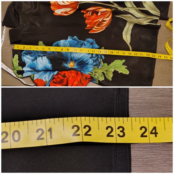 Alice + Olivia Willa Silk Le Parisien Floral Placket Top Blouse  Medium FLAW - Picture 8 of 16